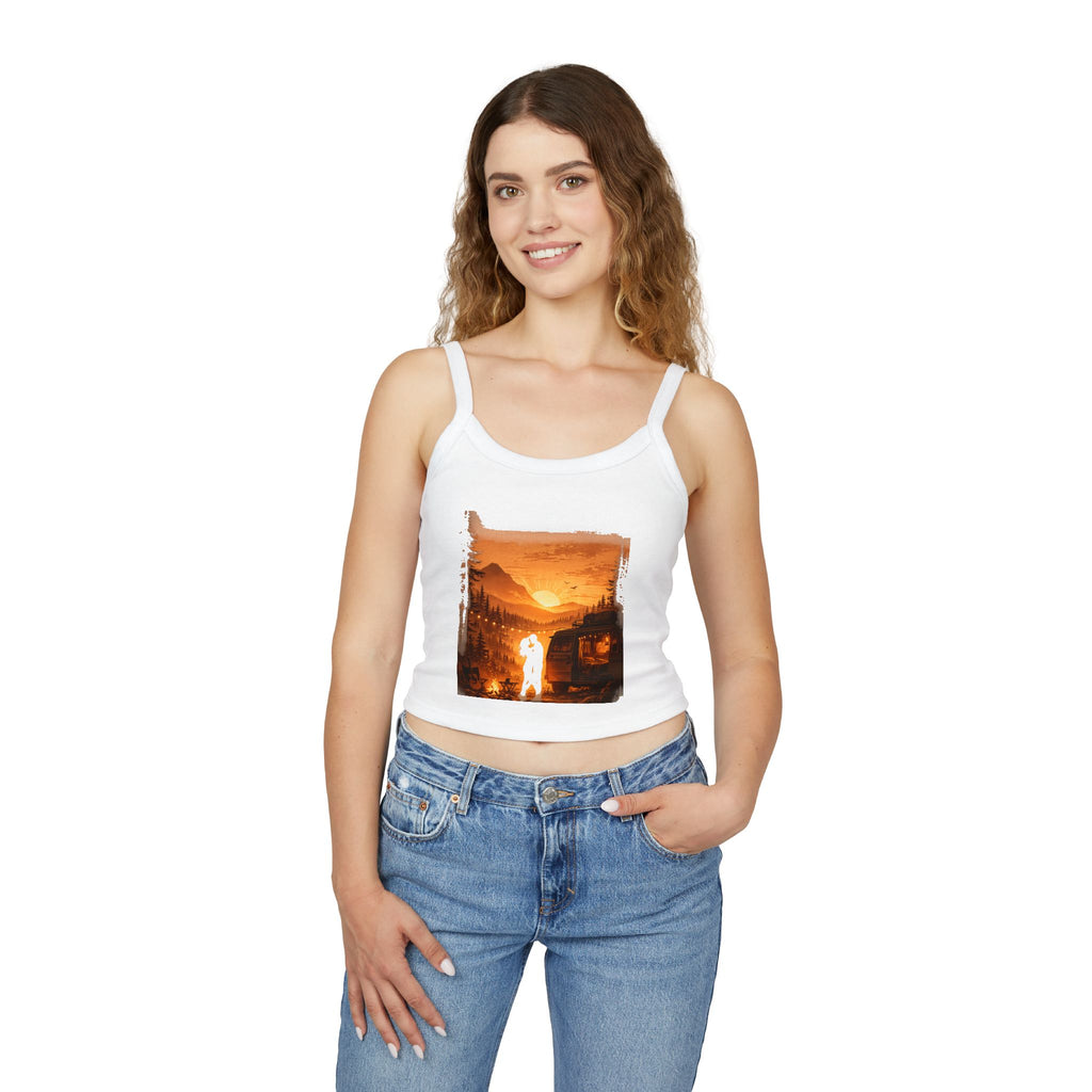 Spaghetti Tank Top — Sunset Campfire Scene