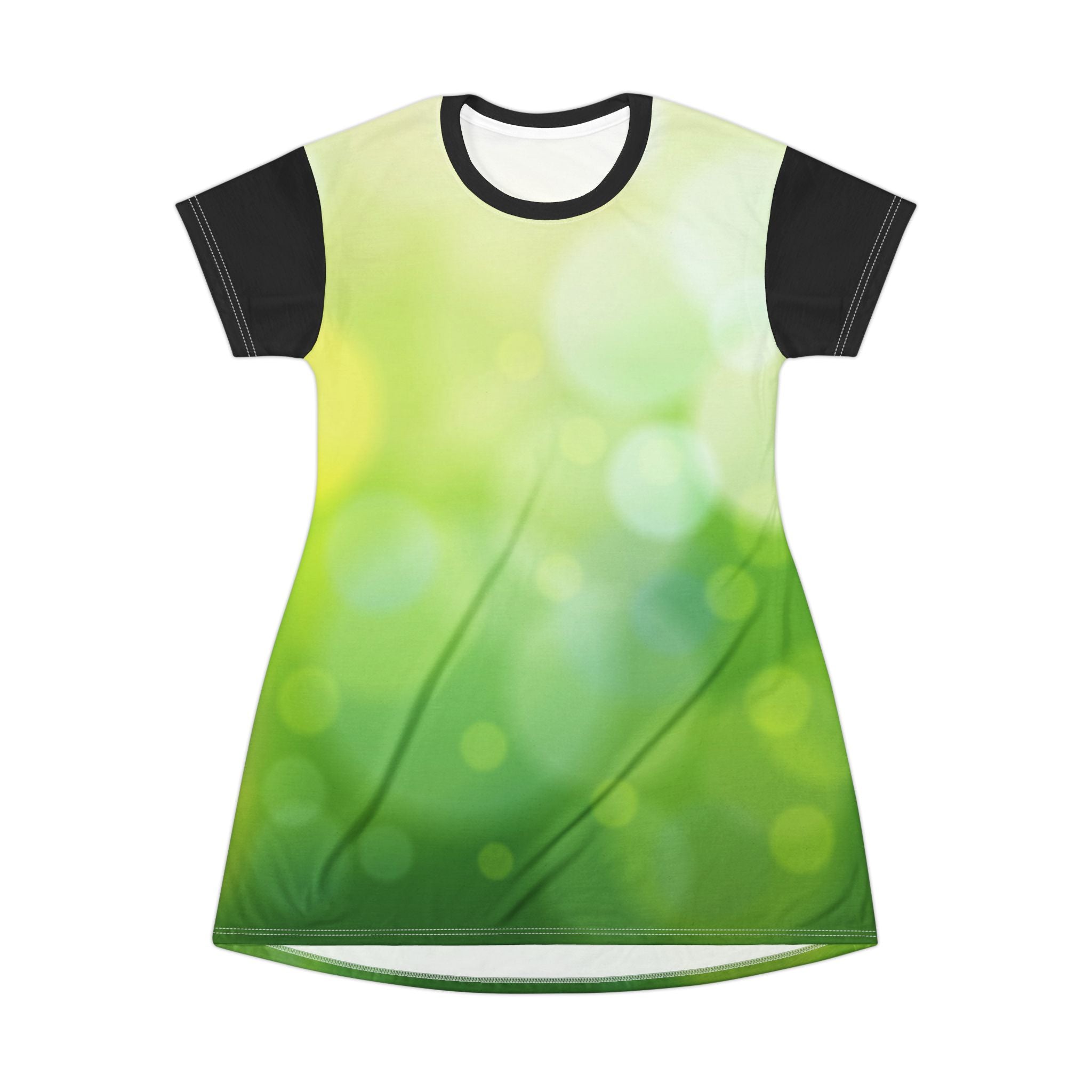 Green Bokeh T-Shirt Dress — Spring Meadow All-Over Print