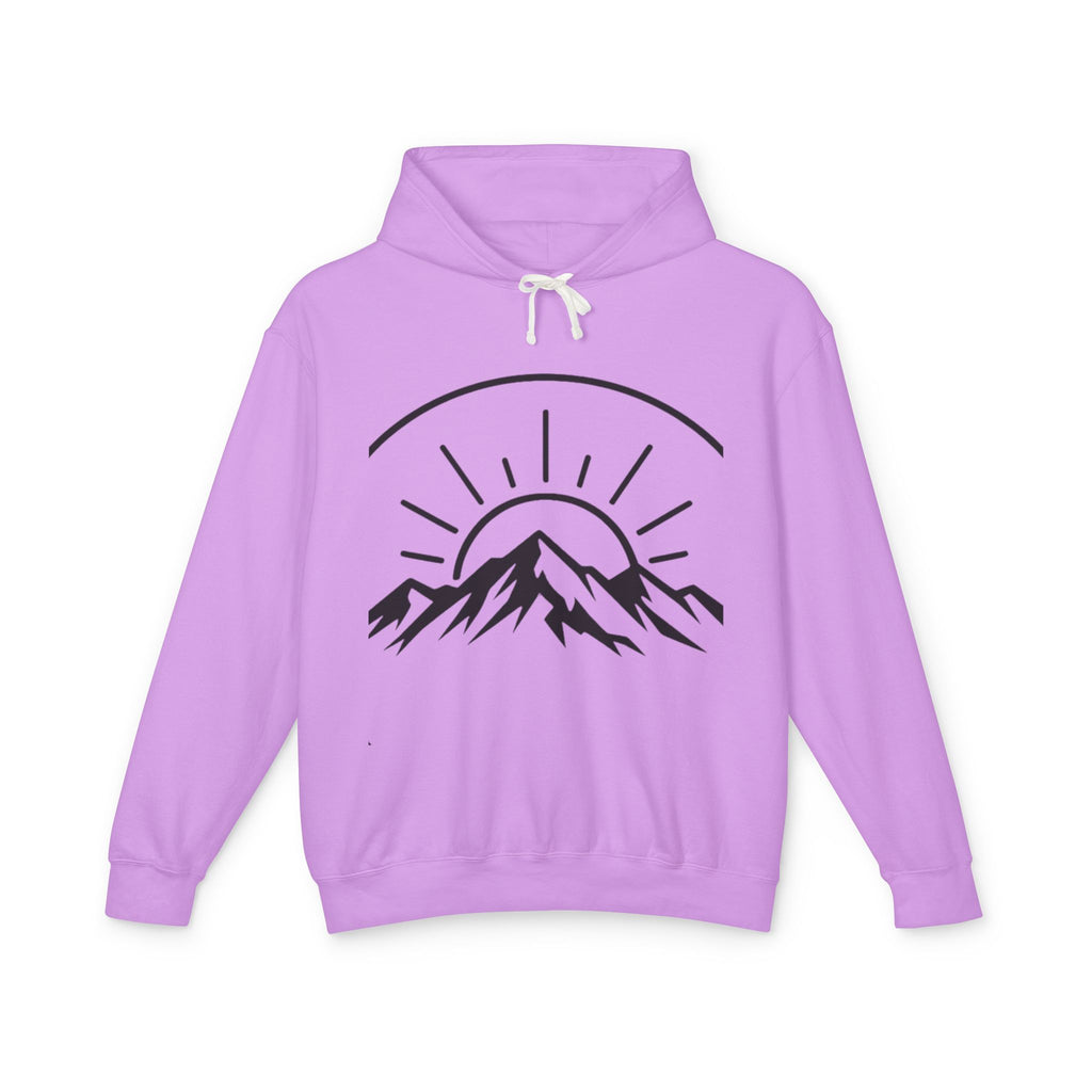Mountain Sunrise Hoodie — Minimal Outdoor Graphic Pullover