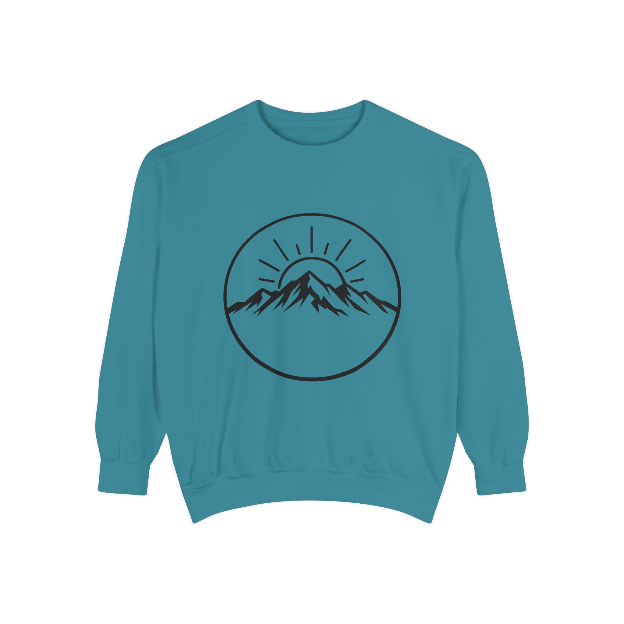Mountain Sunrise Sweatshirt — Minimal Outdoor Graphic Pullover