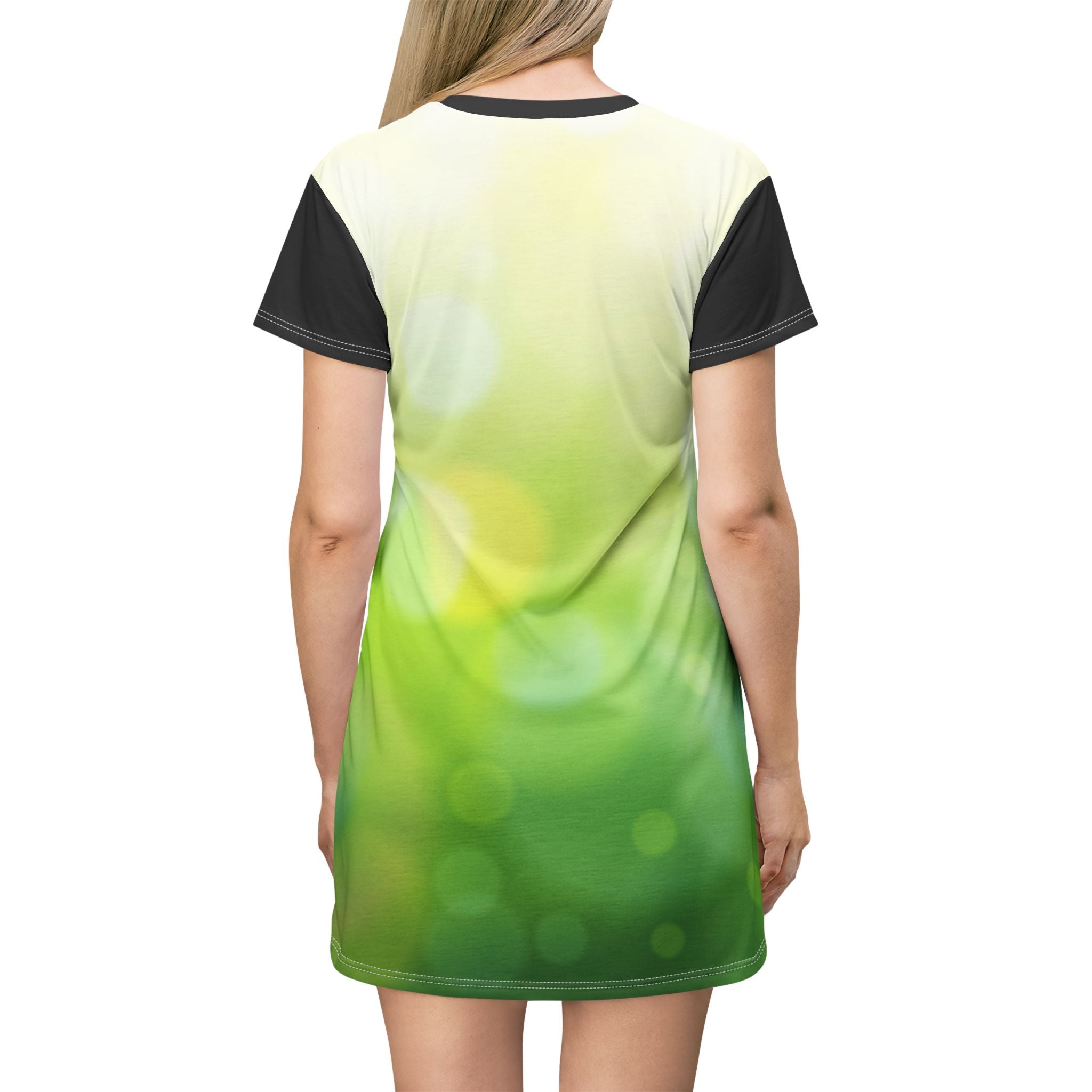 Green Bokeh T-Shirt Dress — Spring Meadow All-Over Print