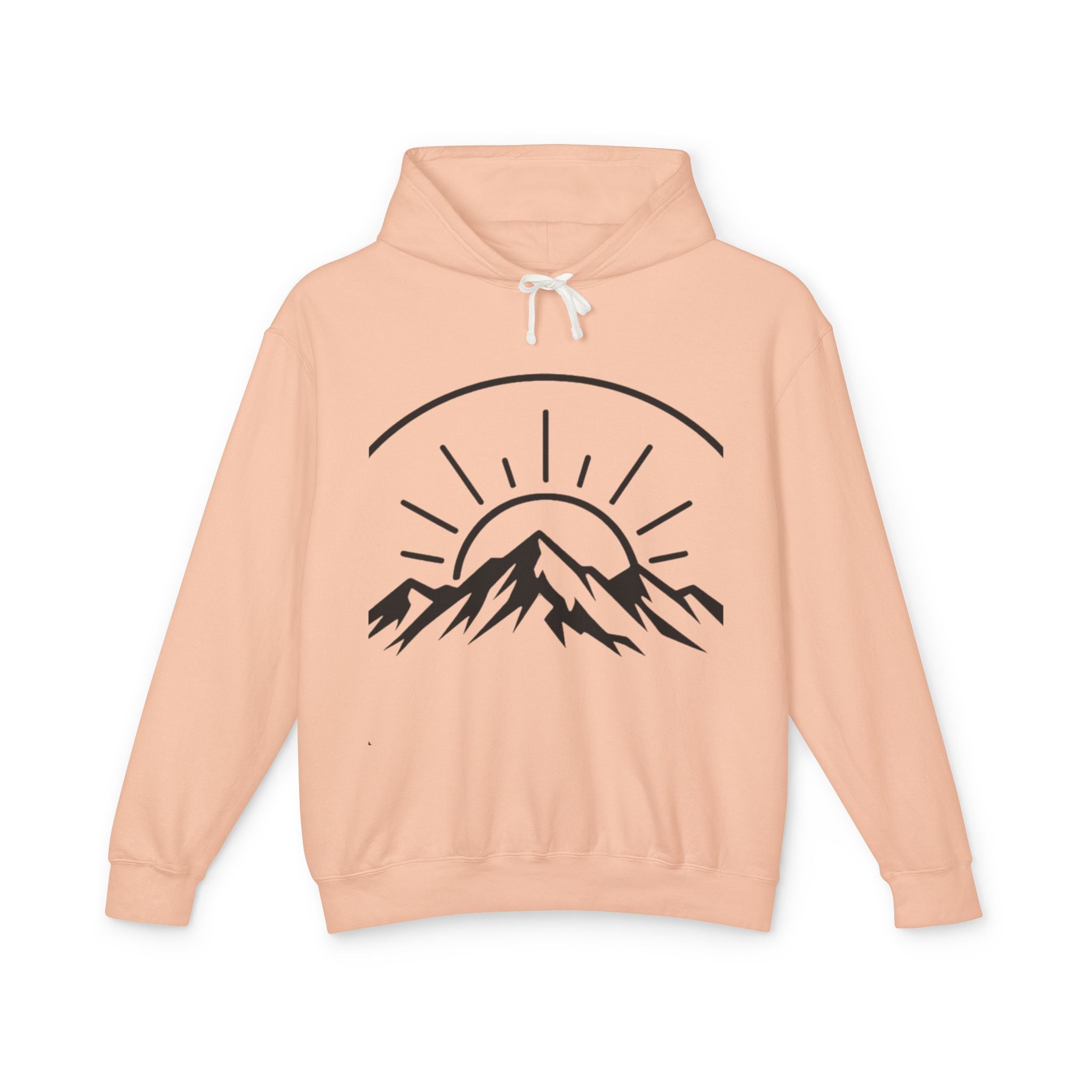 Mountain Sunrise Hoodie — Minimal Outdoor Graphic Pullover