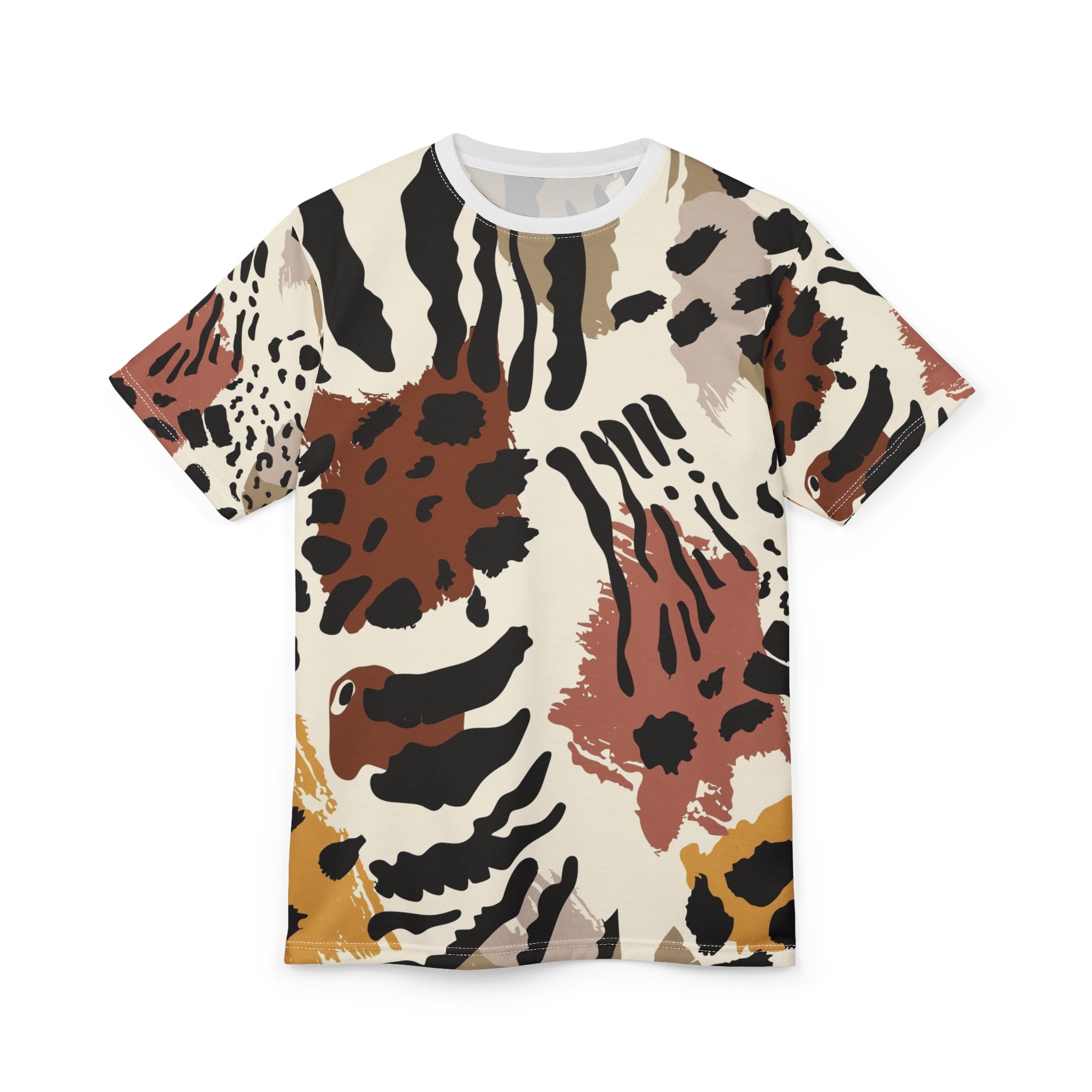Abstract Earth-Tone Animal Print Tee