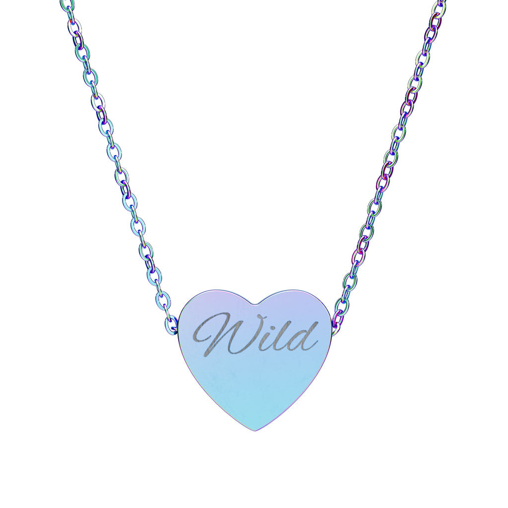 Engraved 'Wild' Heart Necklace — Personalized Stainless Steel Pendant