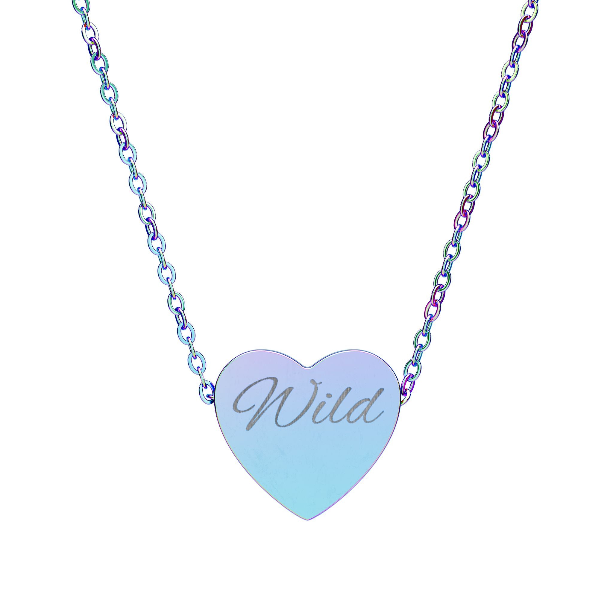 Engraved 'Wild' Heart Necklace — Personalized Stainless Steel Pendant