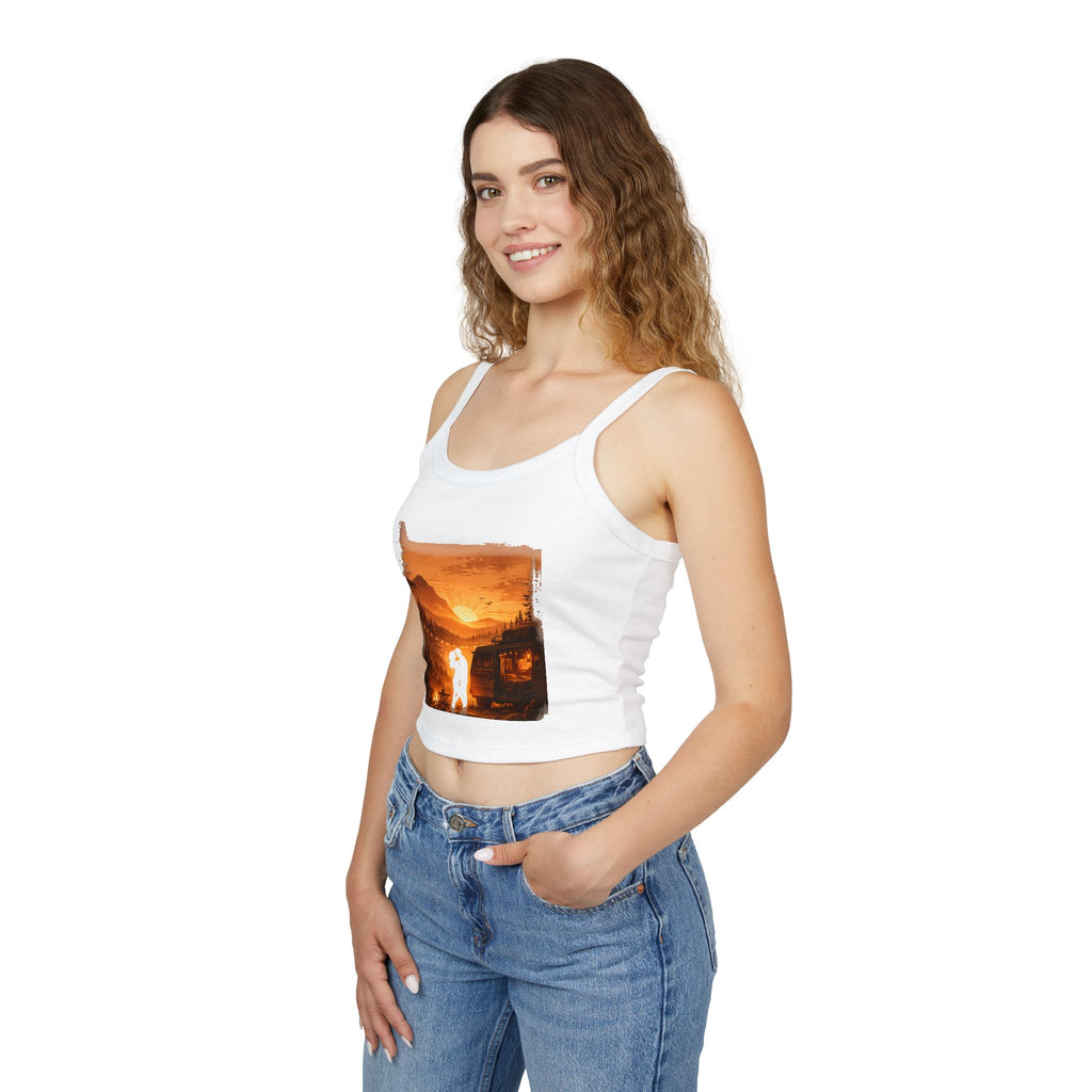 Spaghetti Tank Top — Sunset Campfire Scene