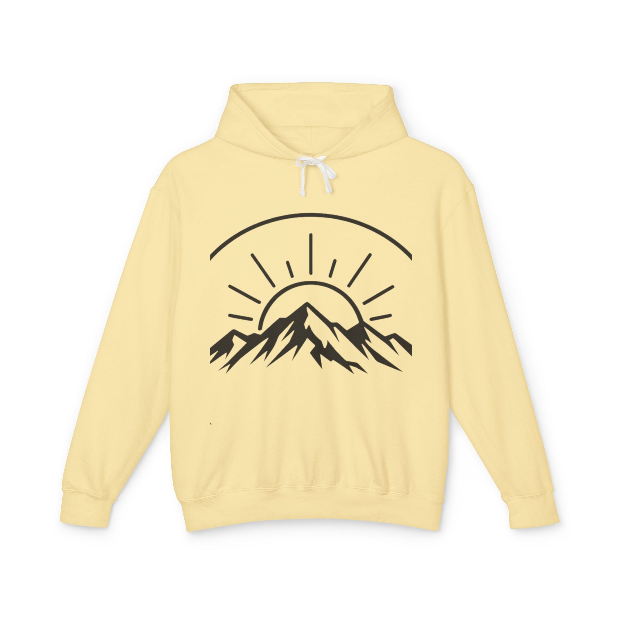 Mountain Sunrise Hoodie — Minimal Outdoor Graphic Pullover