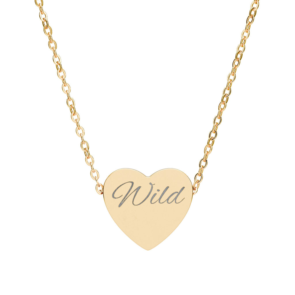 Engraved 'Wild' Heart Necklace — Personalized Stainless Steel Pendant