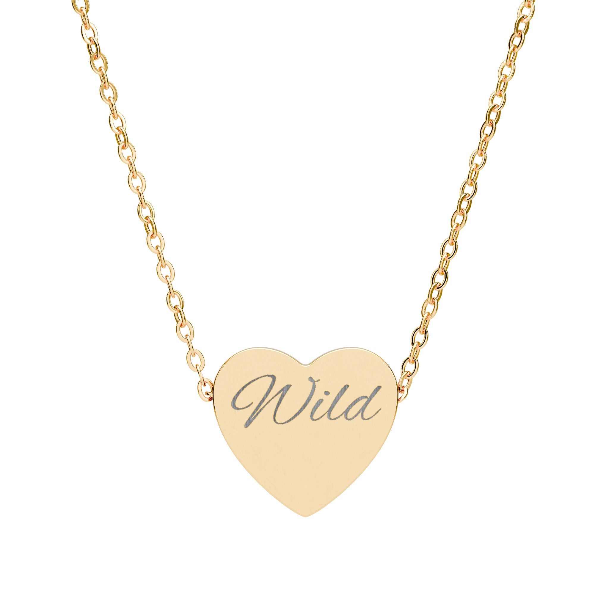 Engraved 'Wild' Heart Necklace — Personalized Stainless Steel Pendant