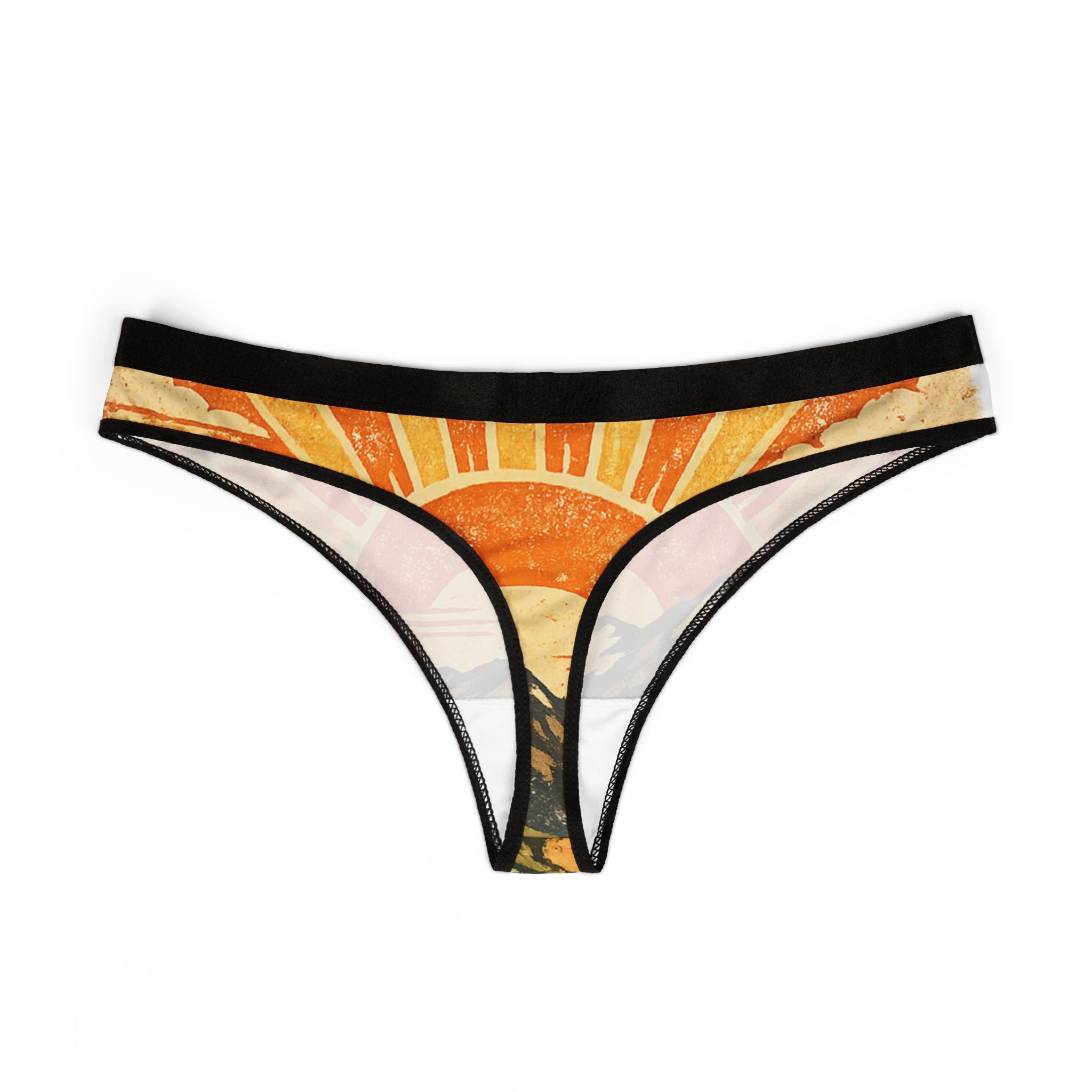 Sunset Mountain Thong — Retro Sunrise Print Women's Thong