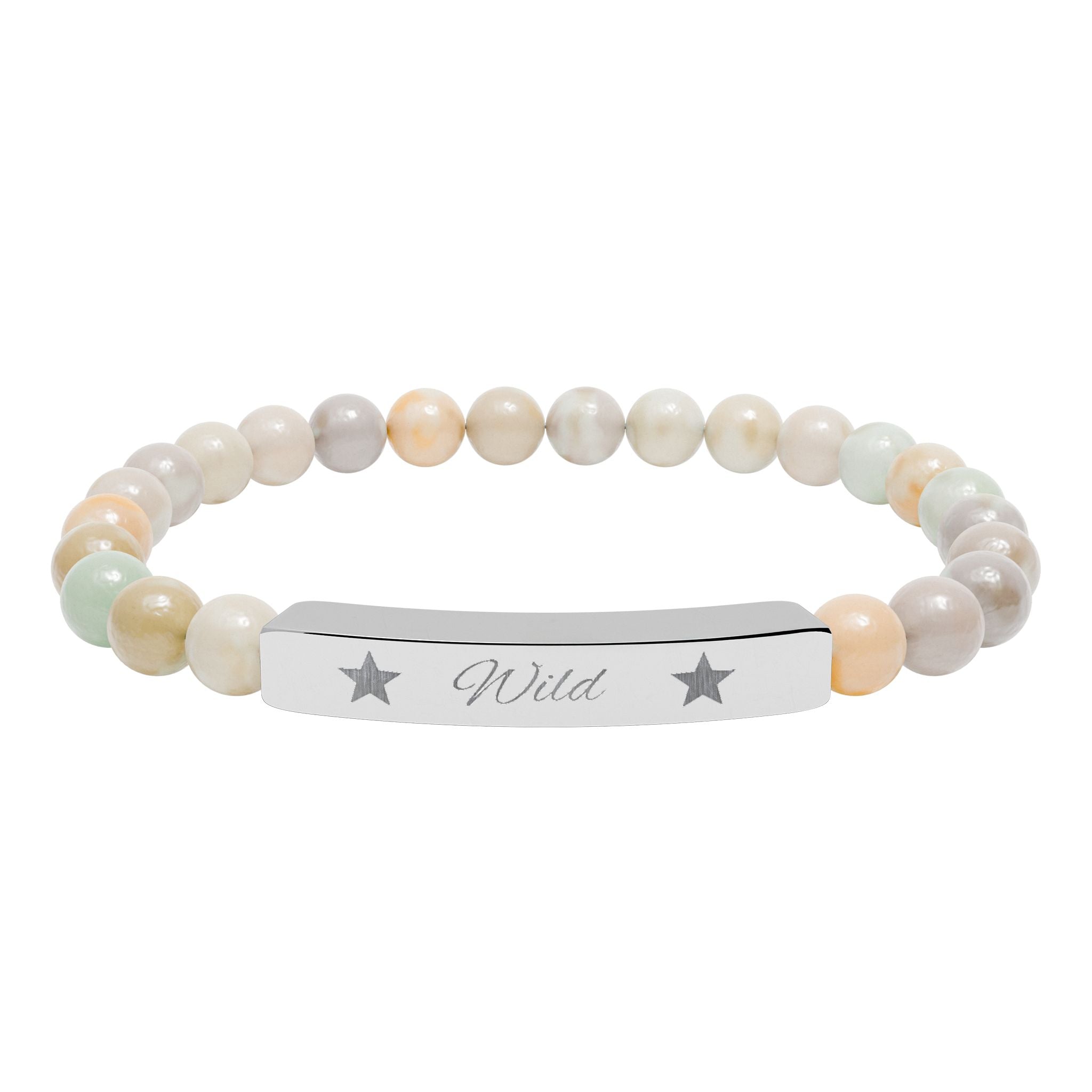 Engraved Natural Stone Stretch Bracelet — 'Wild' Star