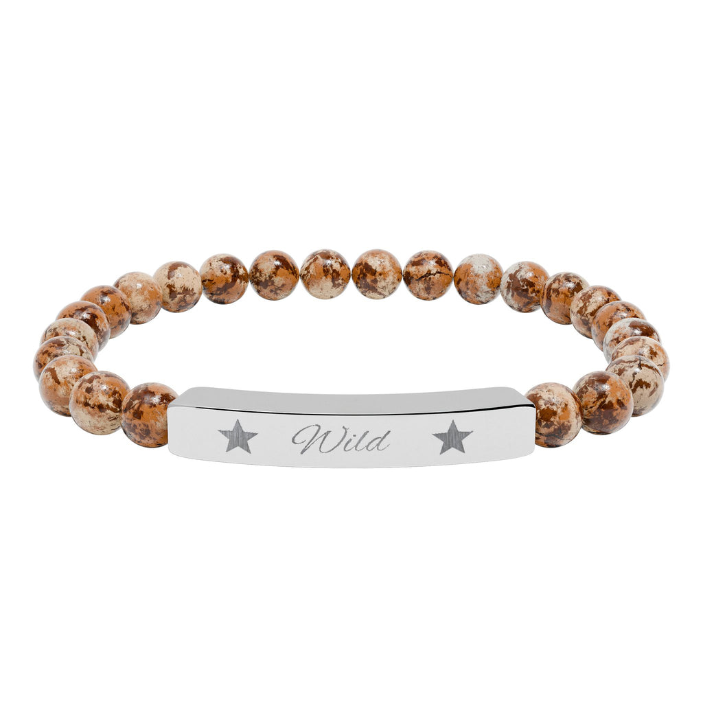 Engraved Natural Stone Stretch Bracelet — 'Wild' Star
