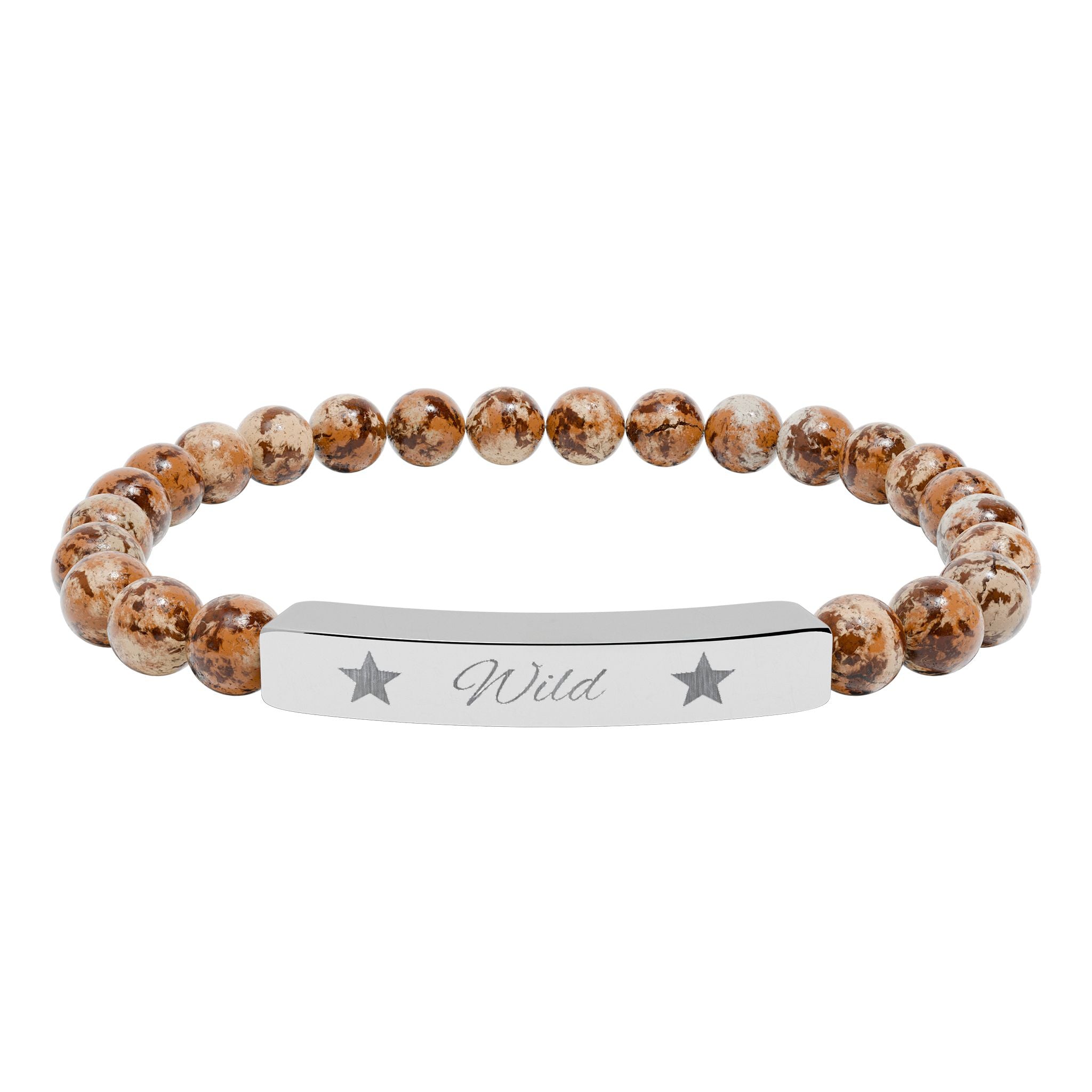 Engraved Natural Stone Stretch Bracelet — 'Wild' Star
