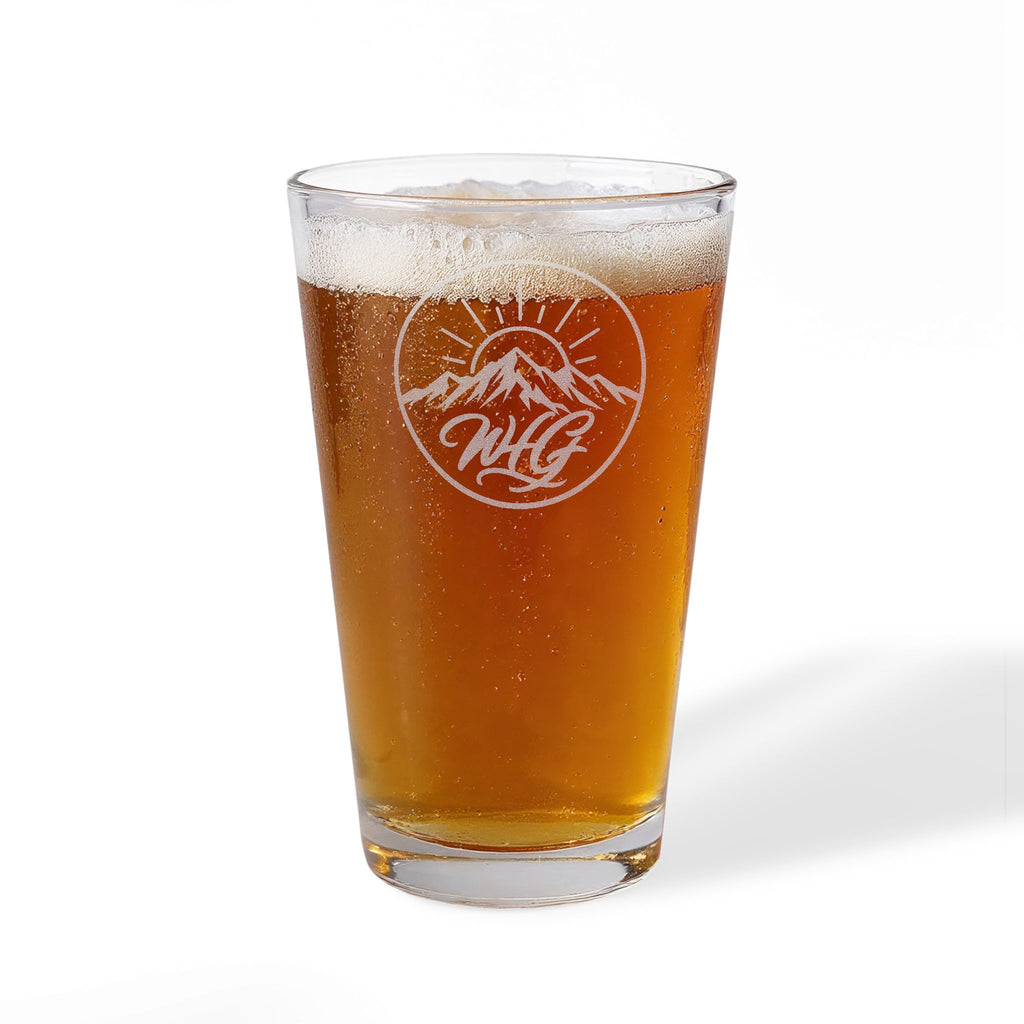 Engraved 16oz Pint Mixing Glass — WHG Mountain Star Design