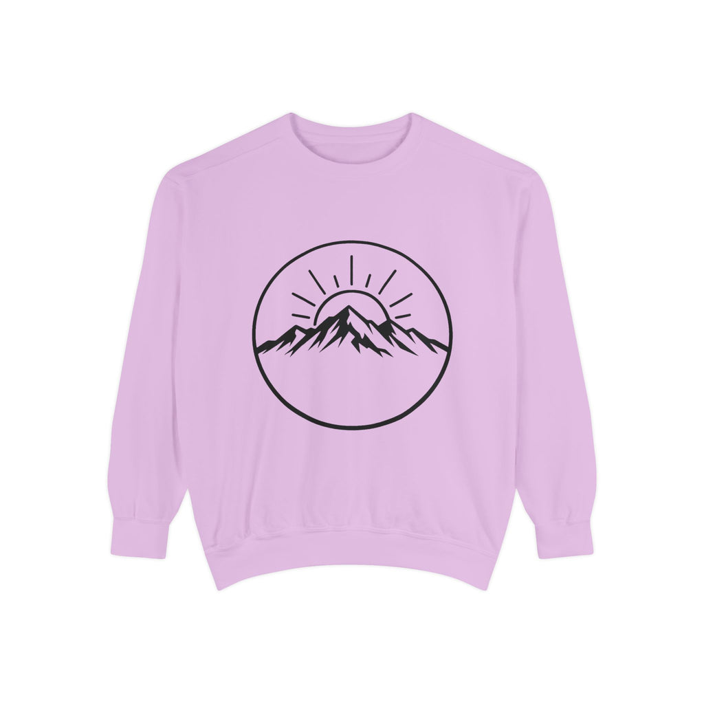 Mountain Sunrise Sweatshirt — Minimal Outdoor Graphic Pullover