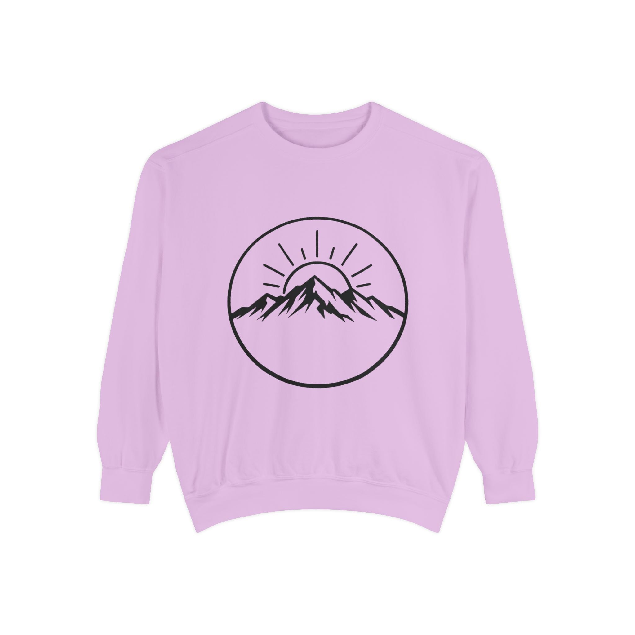 Mountain Sunrise Sweatshirt — Minimal Outdoor Graphic Pullover