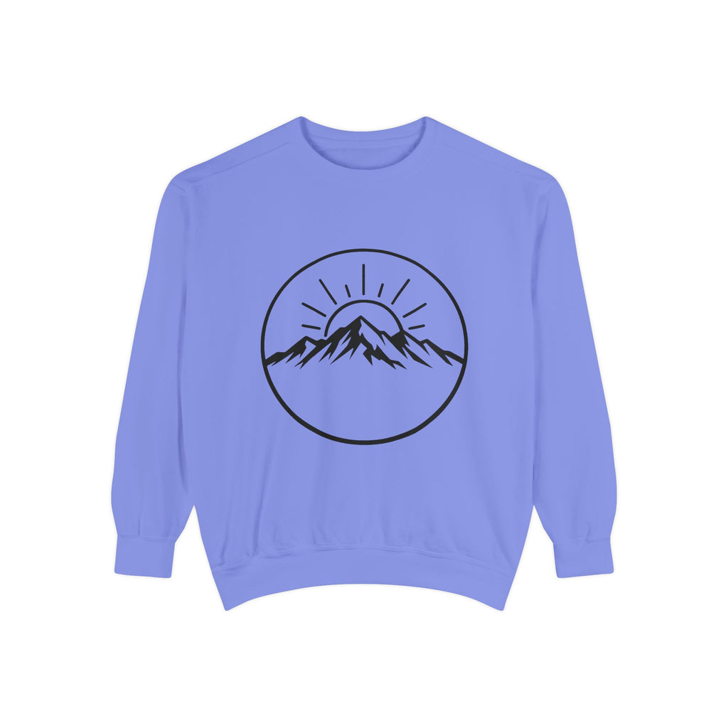 Mountain Sunrise Sweatshirt — Minimal Outdoor Graphic Pullover