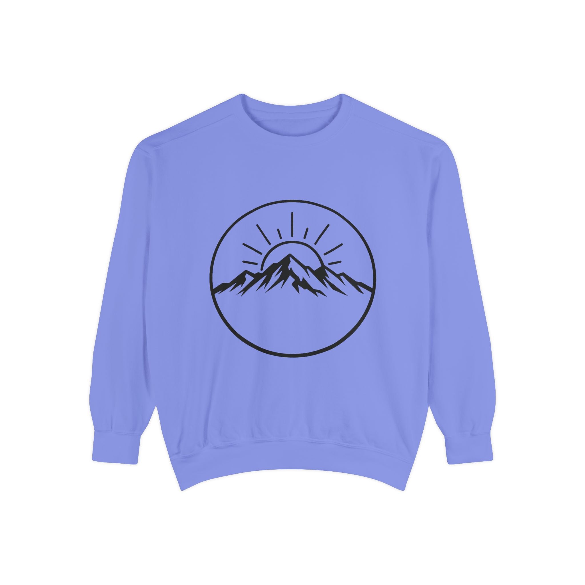 Mountain Sunrise Sweatshirt — Minimal Outdoor Graphic Pullover