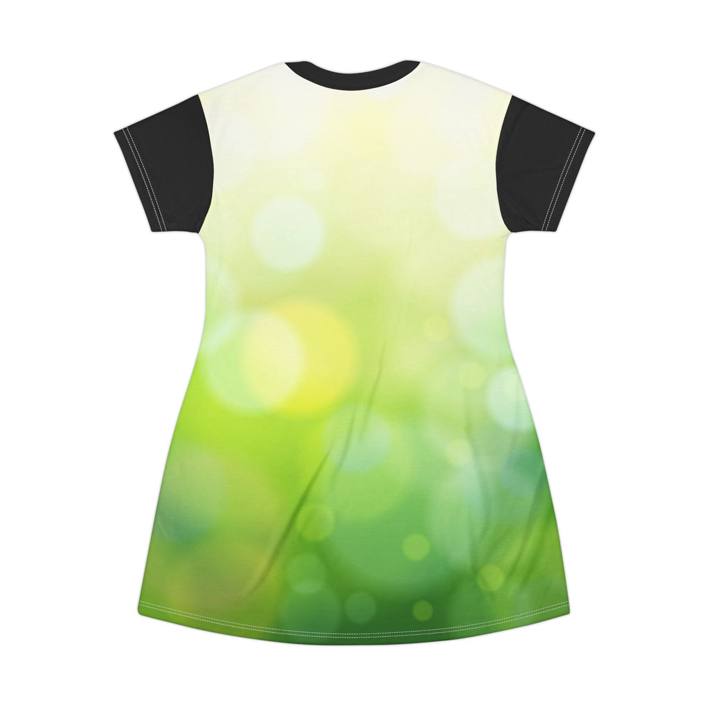 Green Bokeh T-Shirt Dress — Spring Meadow All-Over Print