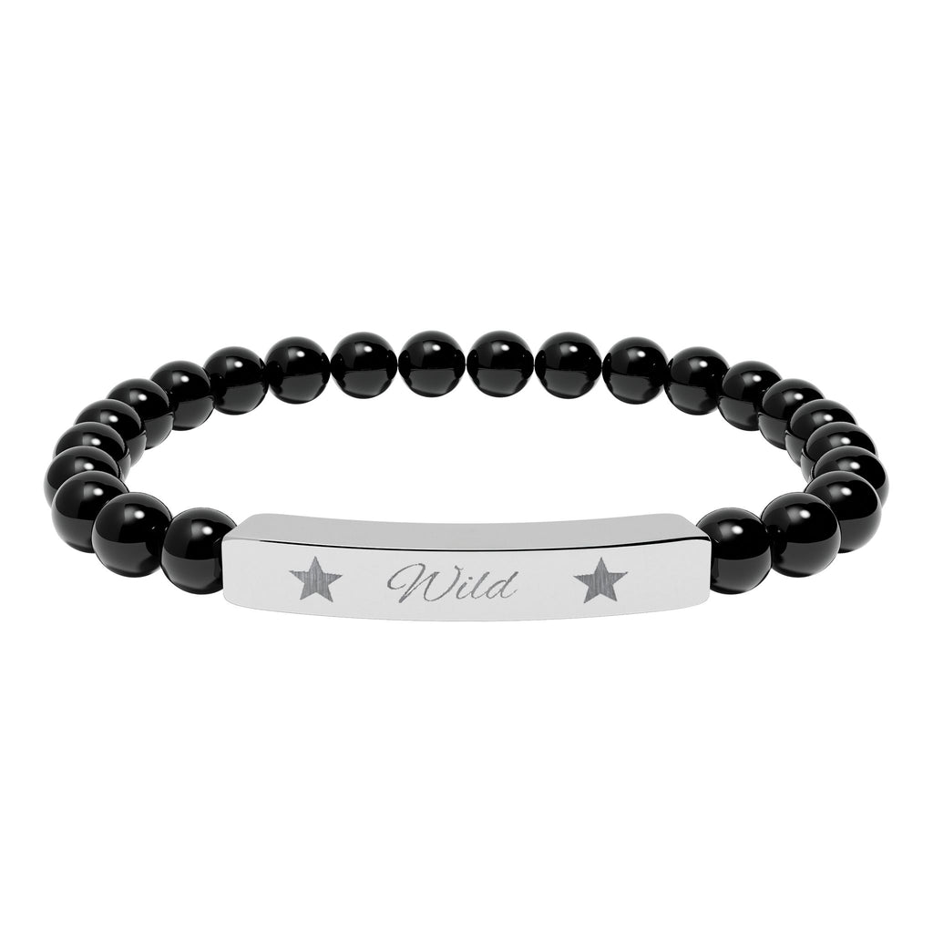Engraved Natural Stone Stretch Bracelet — 'Wild' Star