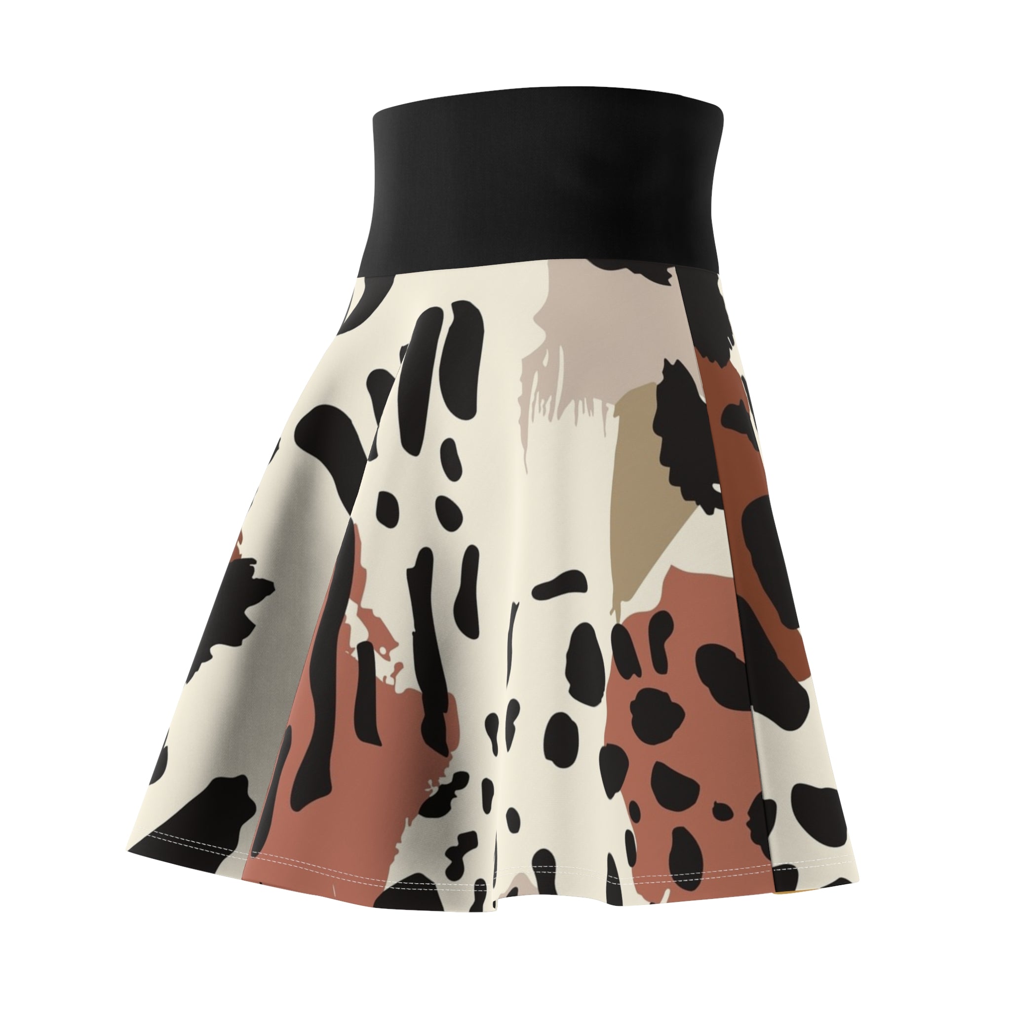 Leopard Print Skater Skirt — Retro Brown & Black Animal Pattern