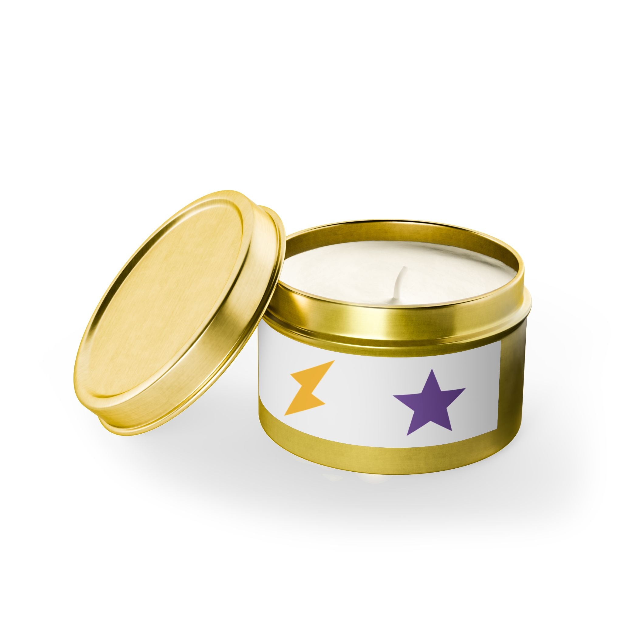 Pop Art Heart Tin Candle – Scented Gift Candle with Lightning & Star Graphics