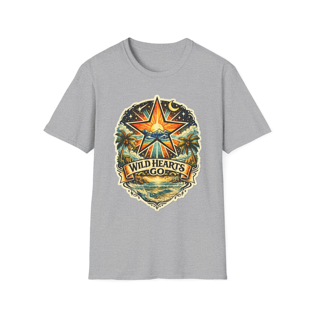 Wild Hearts Go T-Shirt — Vintage Surf Star Sunset Graphic Tee