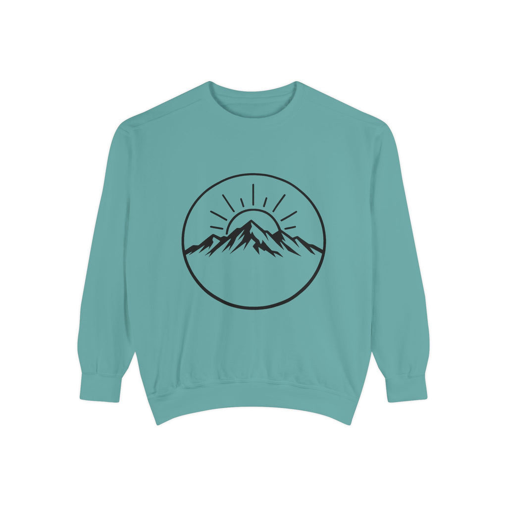 Mountain Sunrise Sweatshirt — Minimal Outdoor Graphic Pullover