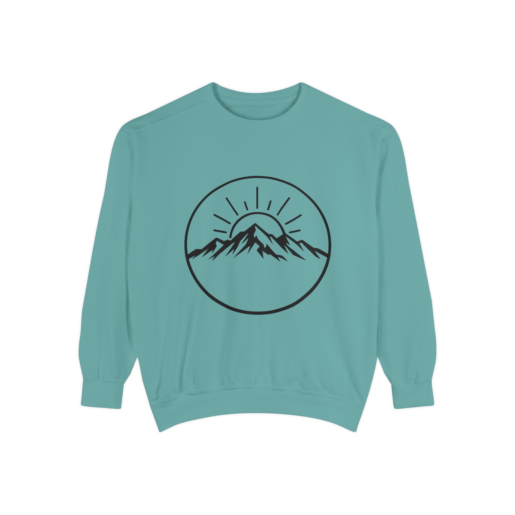 Mountain Sunrise Sweatshirt — Minimal Outdoor Graphic Pullover