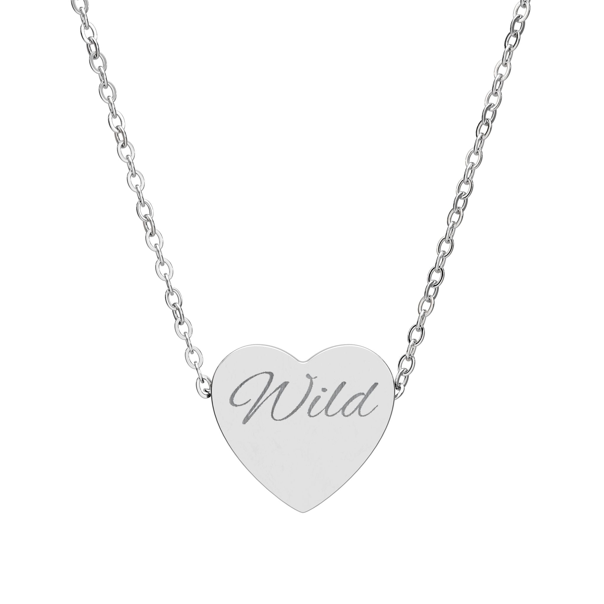 Engraved 'Wild' Heart Necklace — Personalized Stainless Steel Pendant