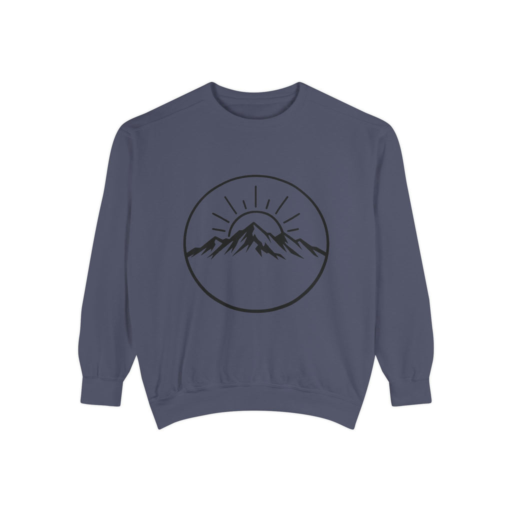Mountain Sunrise Sweatshirt — Minimal Outdoor Graphic Pullover