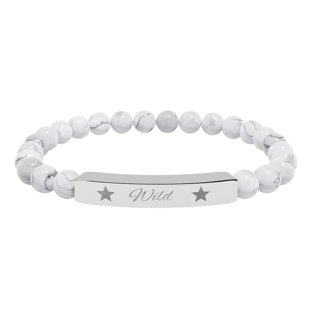 Engraved Natural Stone Stretch Bracelet — 'Wild' Star