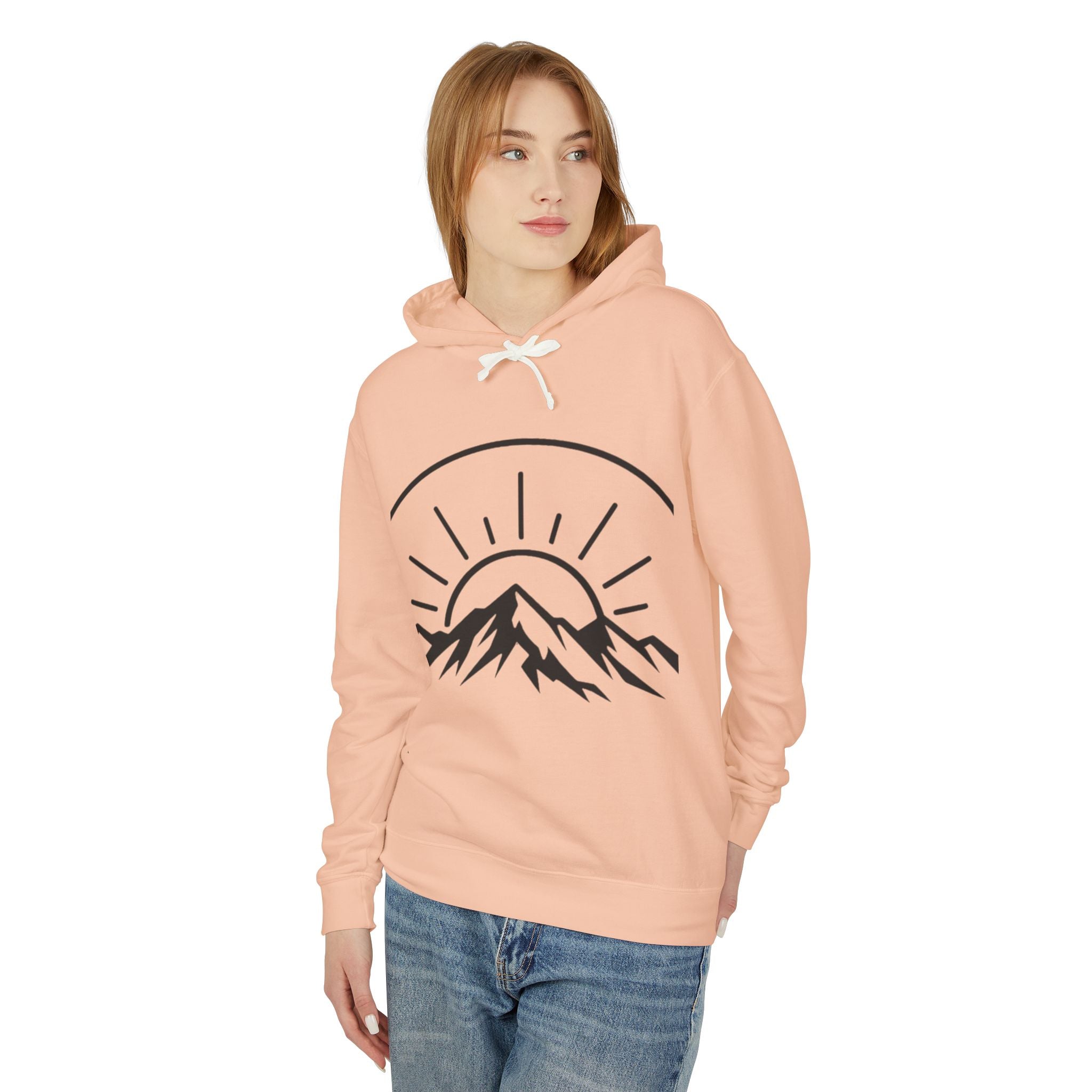 Mountain Sunrise Hoodie — Minimal Outdoor Graphic Pullover