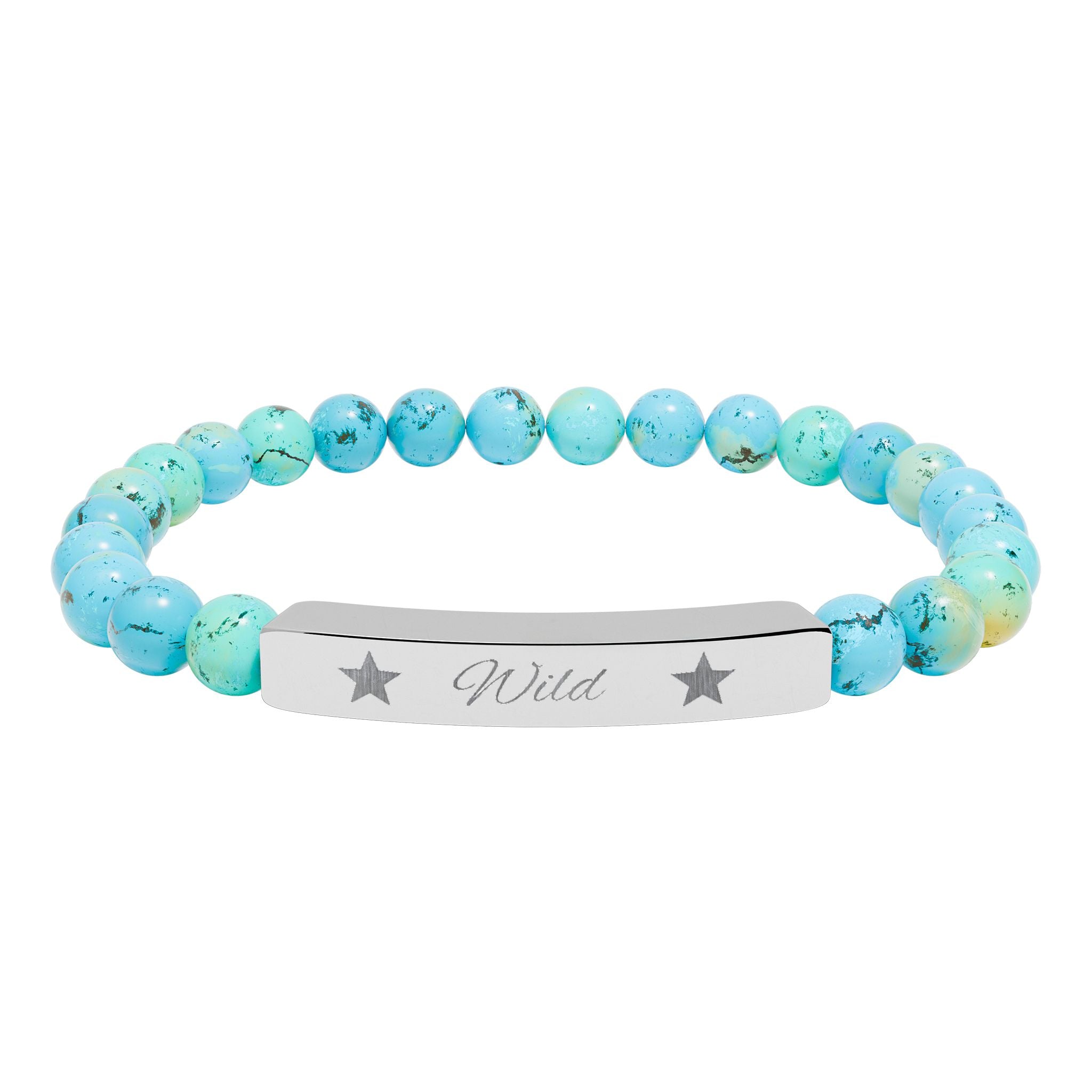 Engraved Natural Stone Stretch Bracelet — 'Wild' Star
