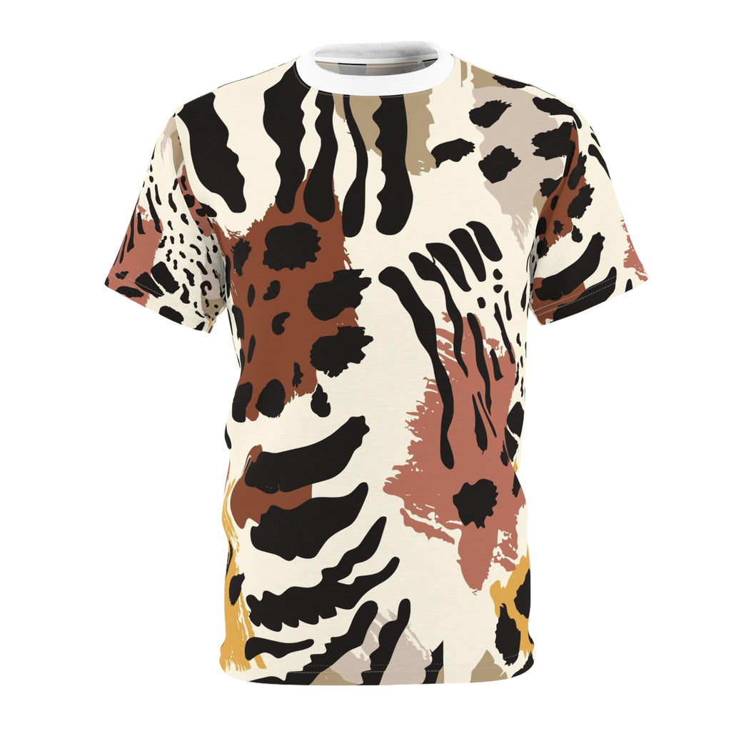 Abstract Earth-Tone Animal Print Tee