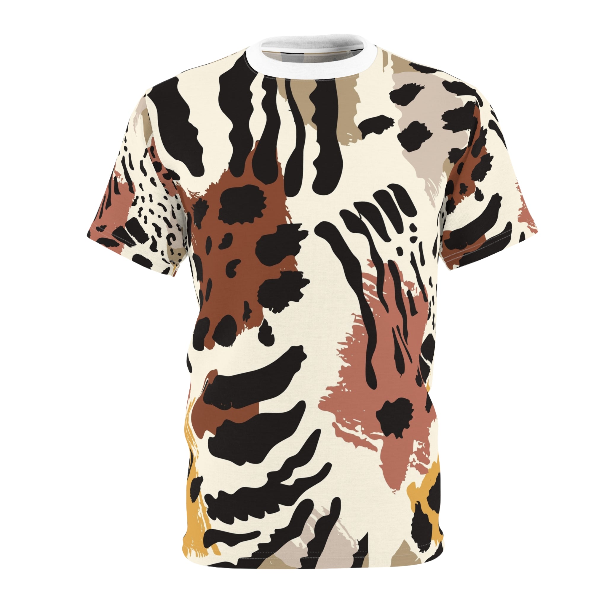Abstract Earth-Tone Animal Print Tee