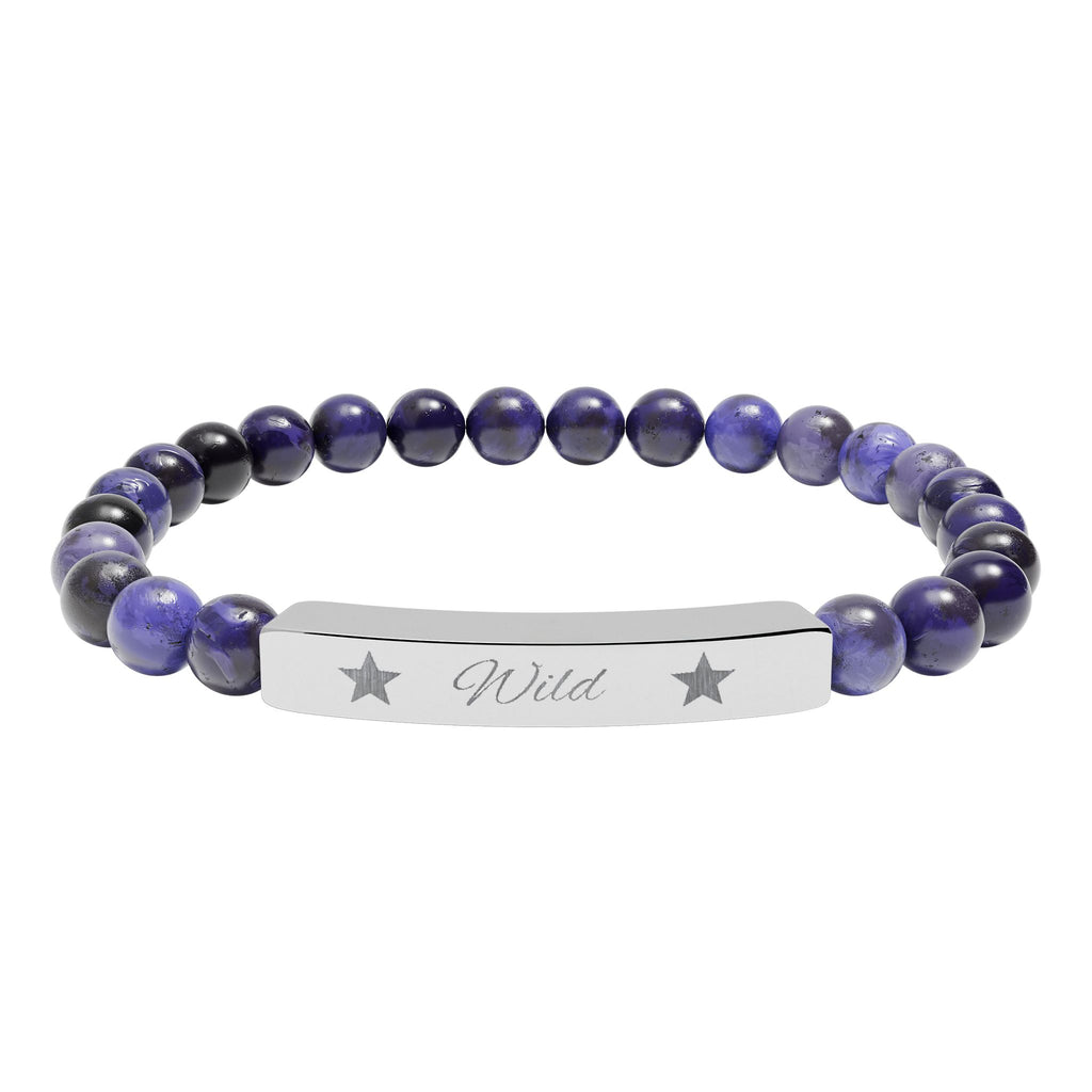 Engraved Natural Stone Stretch Bracelet — 'Wild' Star