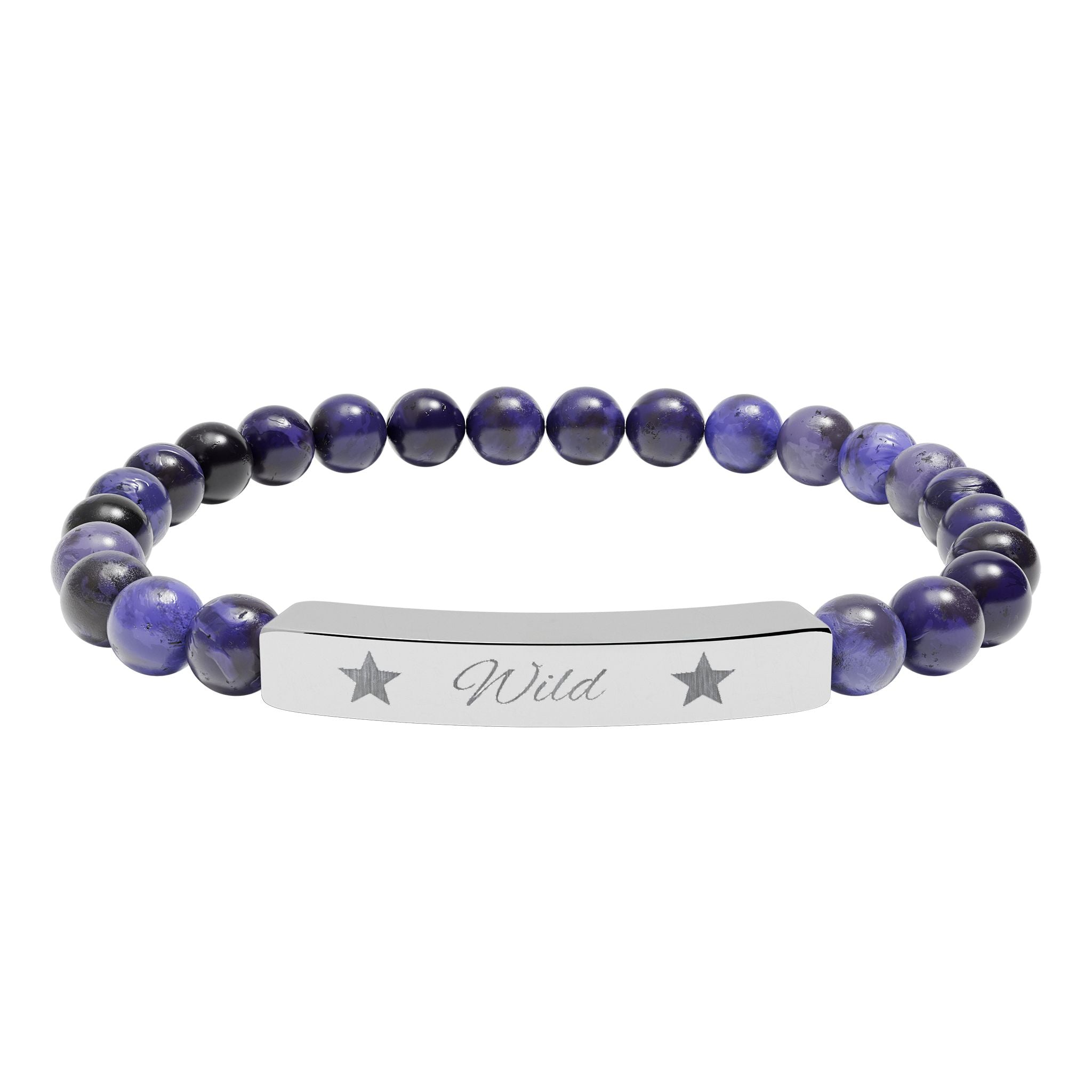 Engraved Natural Stone Stretch Bracelet — 'Wild' Star