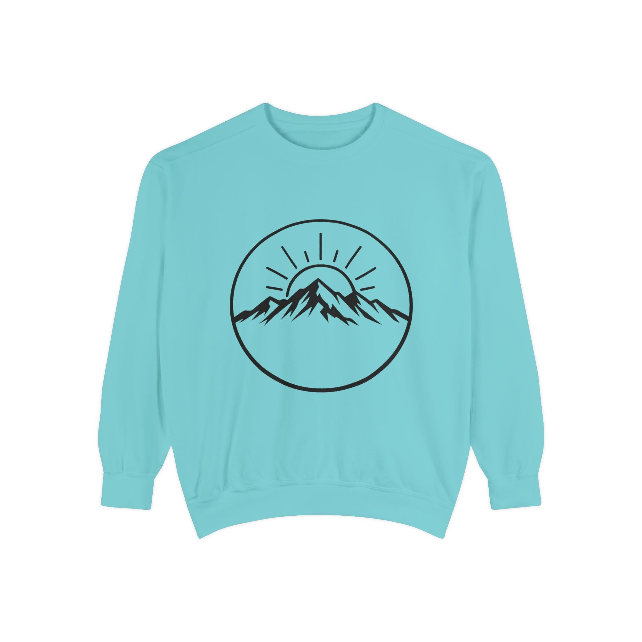 Mountain Sunrise Sweatshirt — Minimal Outdoor Graphic Pullover