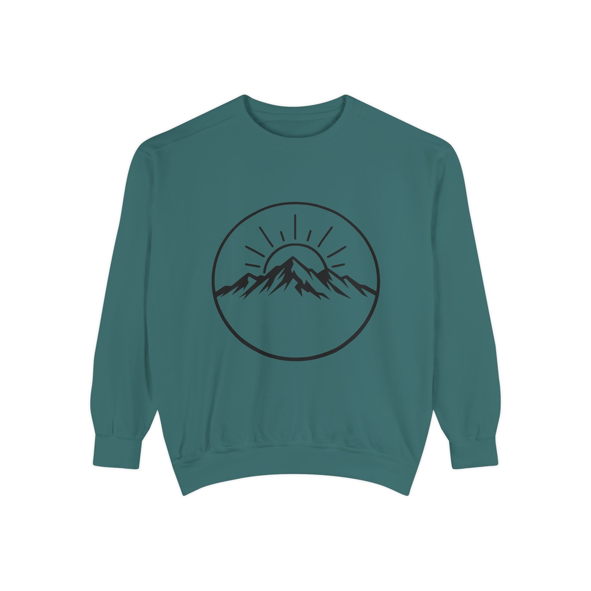 Mountain Sunrise Sweatshirt — Minimal Outdoor Graphic Pullover