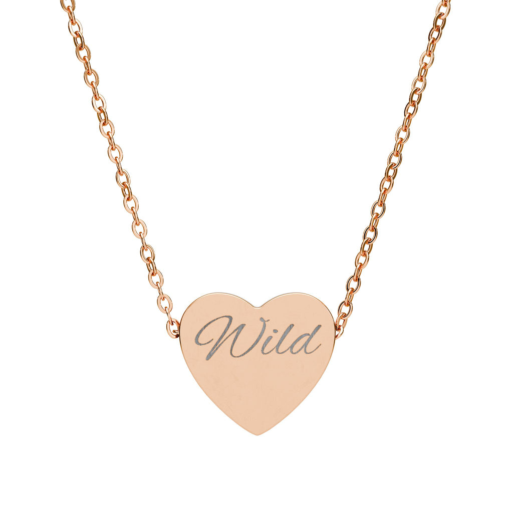 Engraved 'Wild' Heart Necklace — Personalized Stainless Steel Pendant
