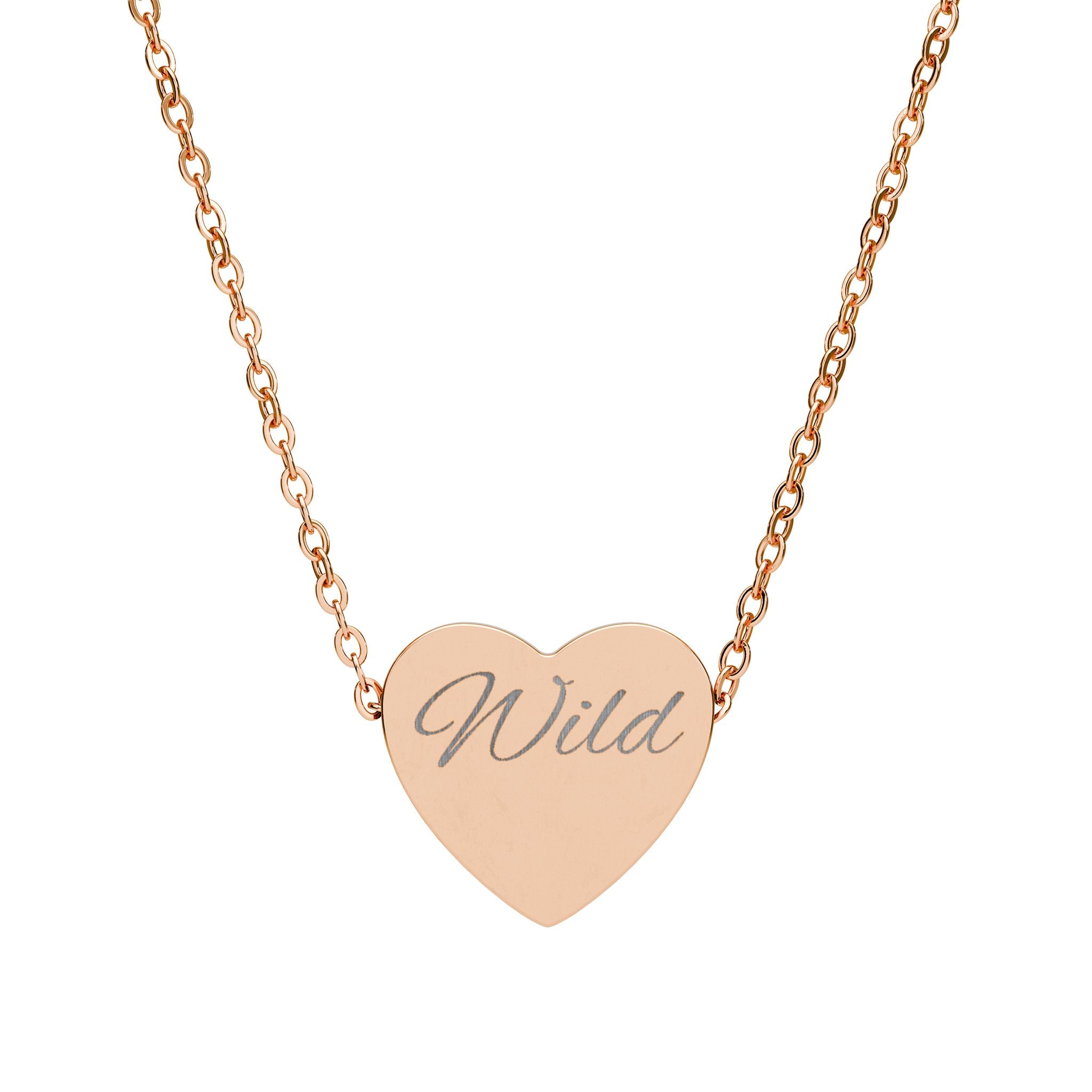 Engraved 'Wild' Heart Necklace — Personalized Stainless Steel Pendant