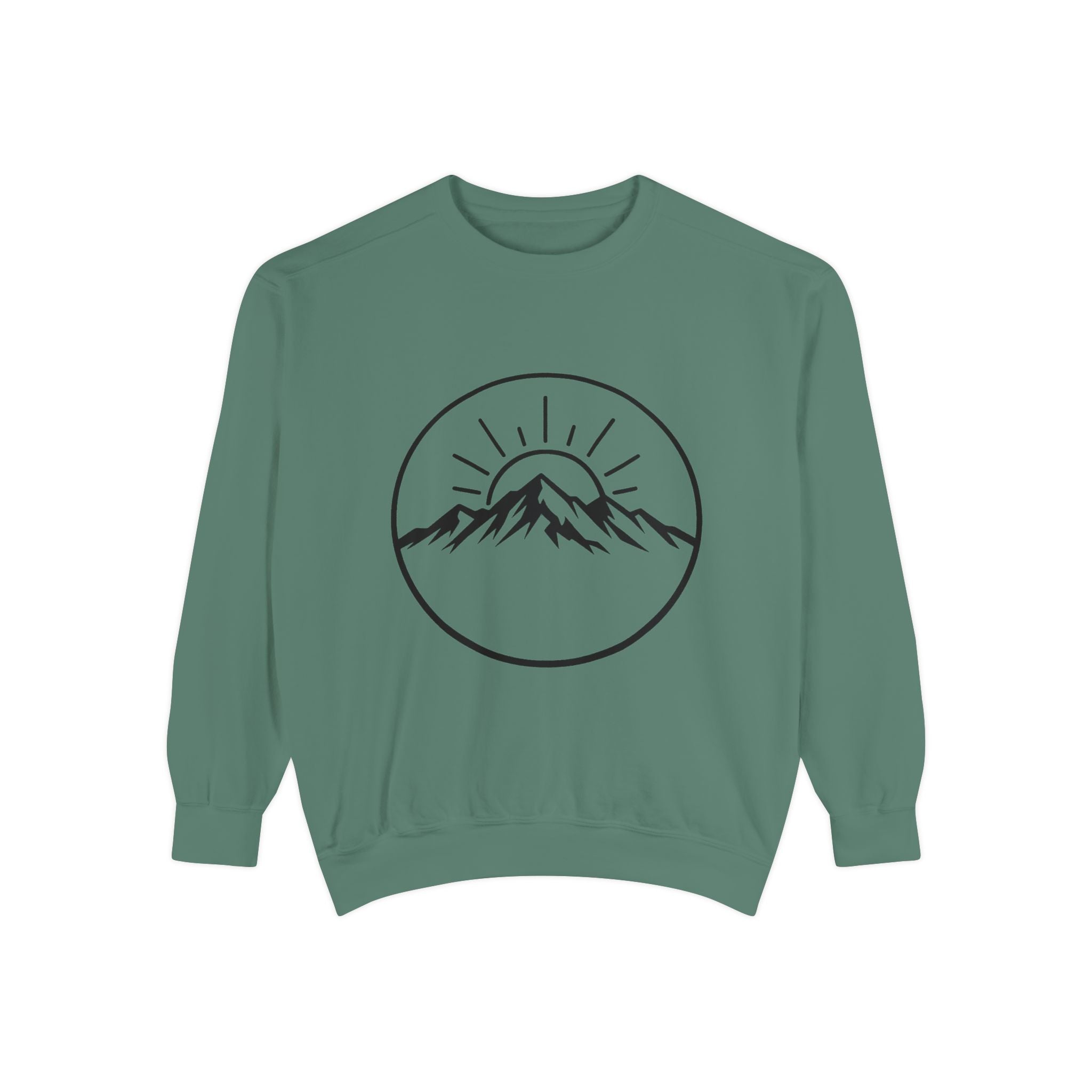 Mountain Sunrise Sweatshirt — Minimal Outdoor Graphic Pullover