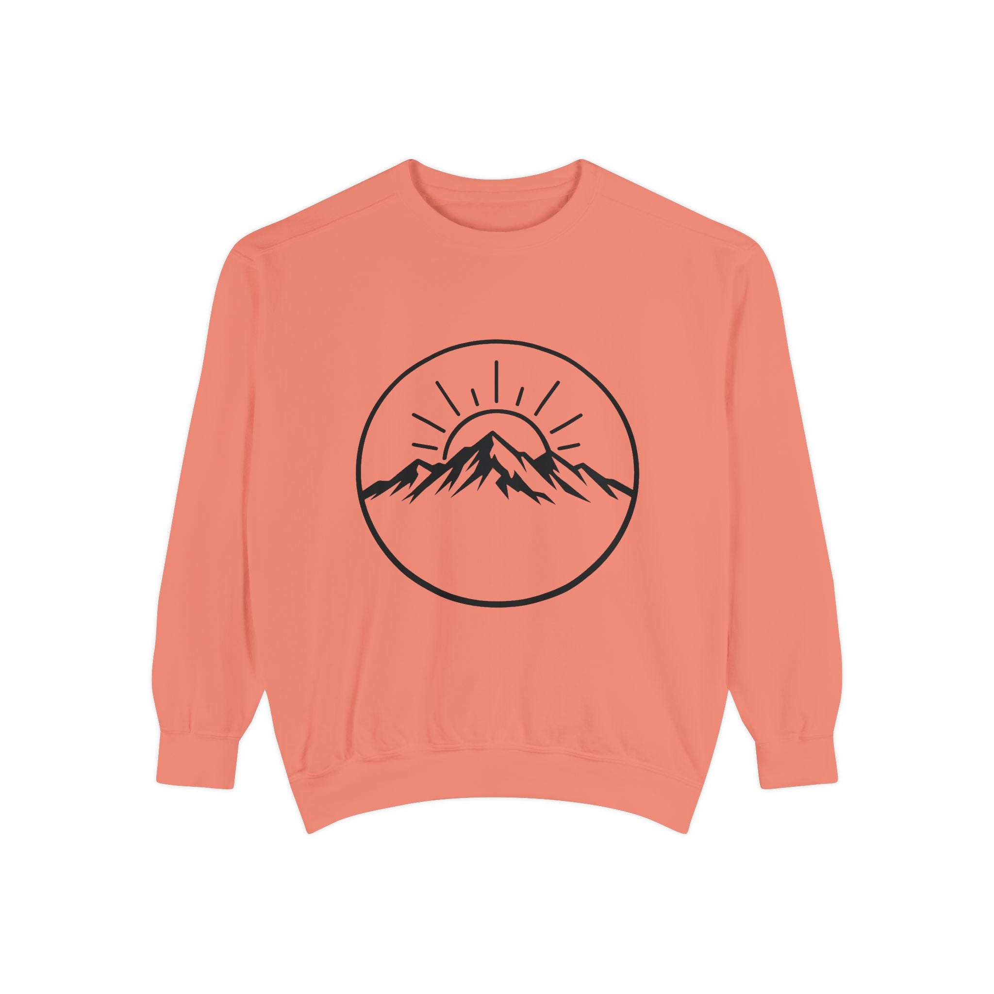 Mountain Sunrise Sweatshirt — Minimal Outdoor Graphic Pullover