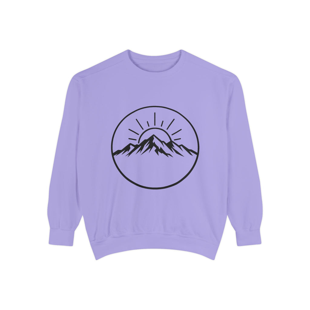 Mountain Sunrise Sweatshirt — Minimal Outdoor Graphic Pullover