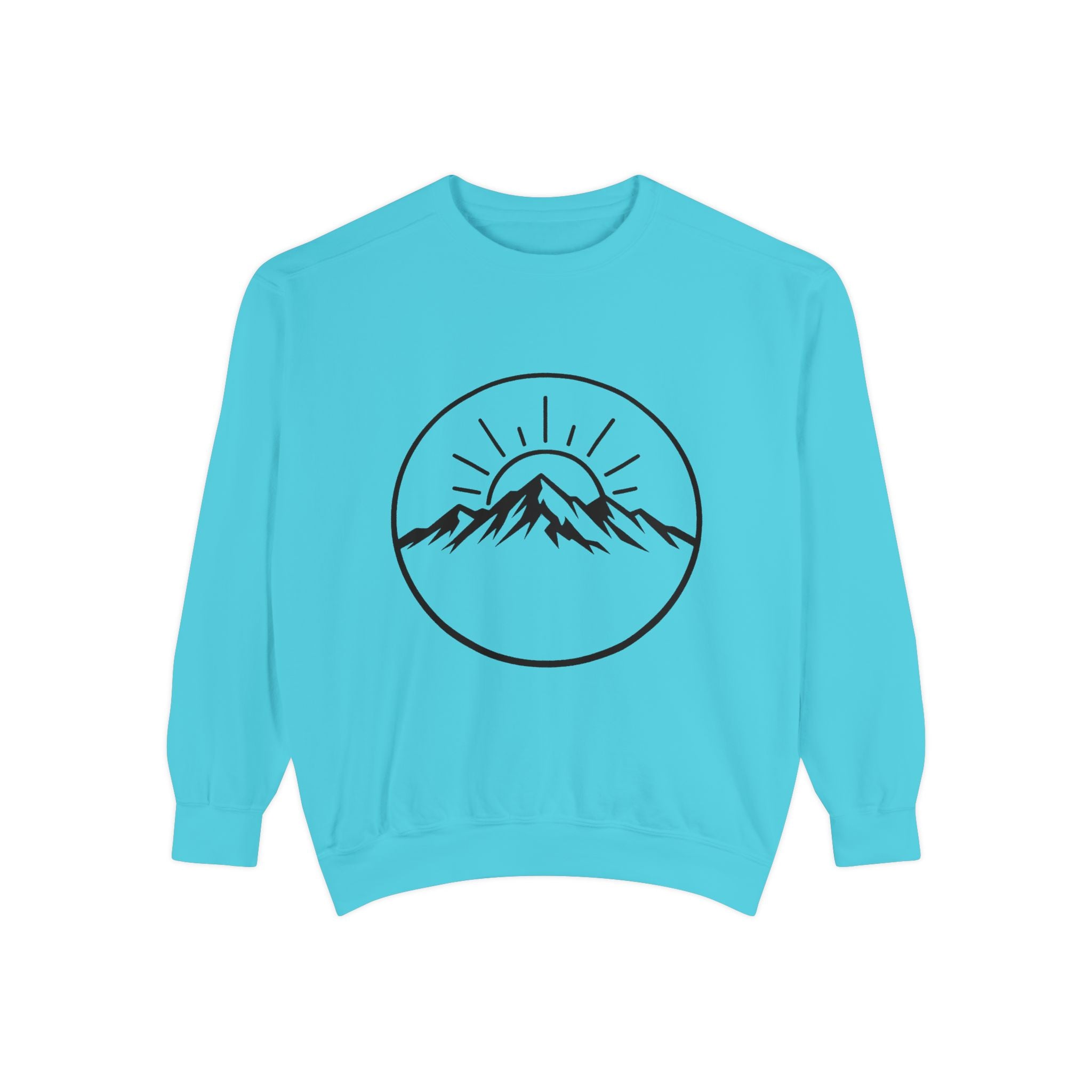 Mountain Sunrise Sweatshirt — Minimal Outdoor Graphic Pullover