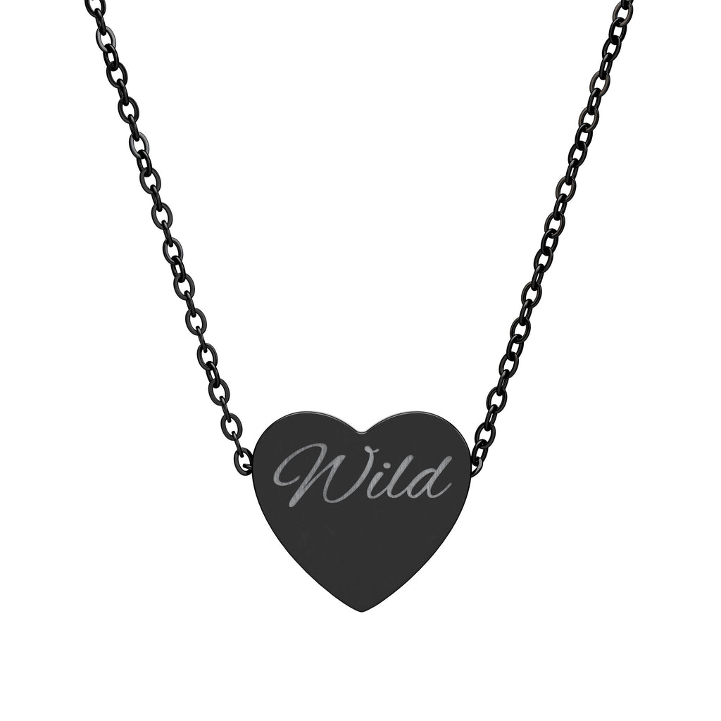 Engraved 'Wild' Heart Necklace — Personalized Stainless Steel Pendant