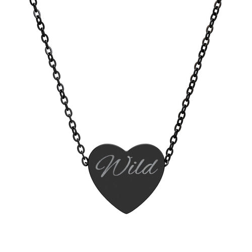 Engraved 'Wild' Heart Necklace — Personalized Stainless Steel Pendant