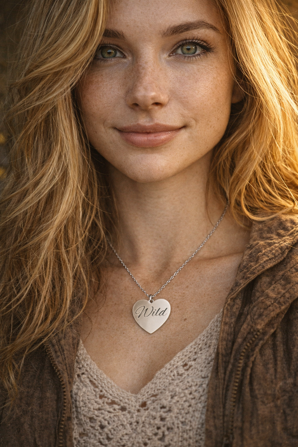 Engraved 'Wild' Heart Necklace — Personalized Stainless Steel Pendant